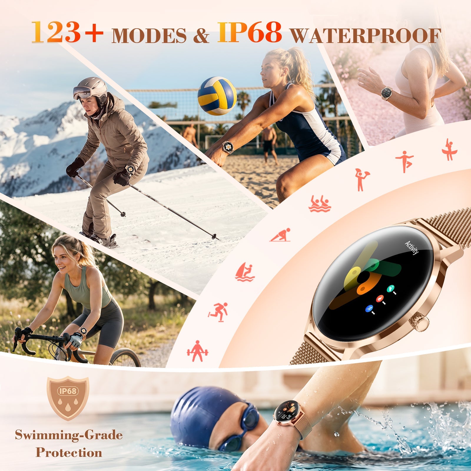 WalkerFit Aura 2 smartwatch sports modes and waterproof design