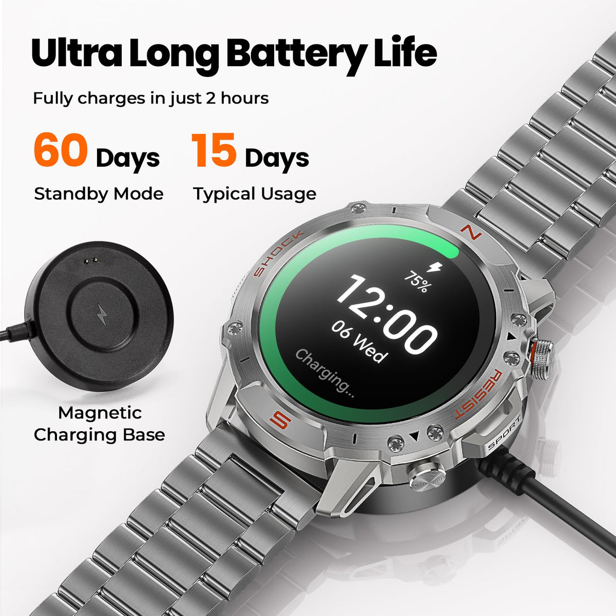 Motion 6 Silver Steel smartwatch product image 5 #Case Color_Silver