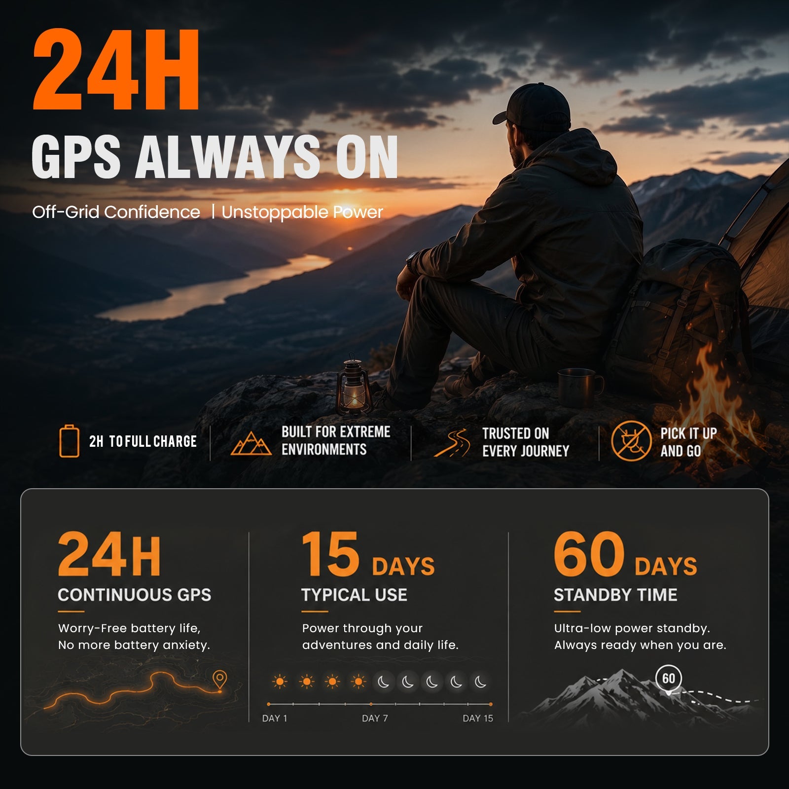 WalkerFit Motion 6 GPS black smartwatch GPS battery life