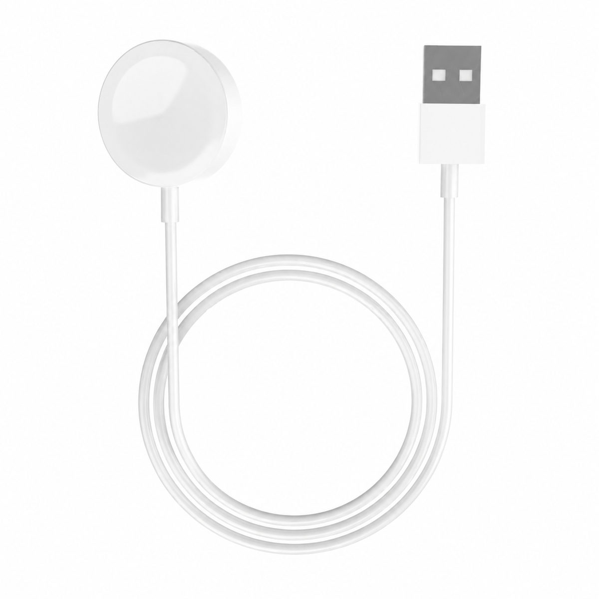 WalkerFit Aura 2 white charging cable with neatly coiled lead and USB-A connector