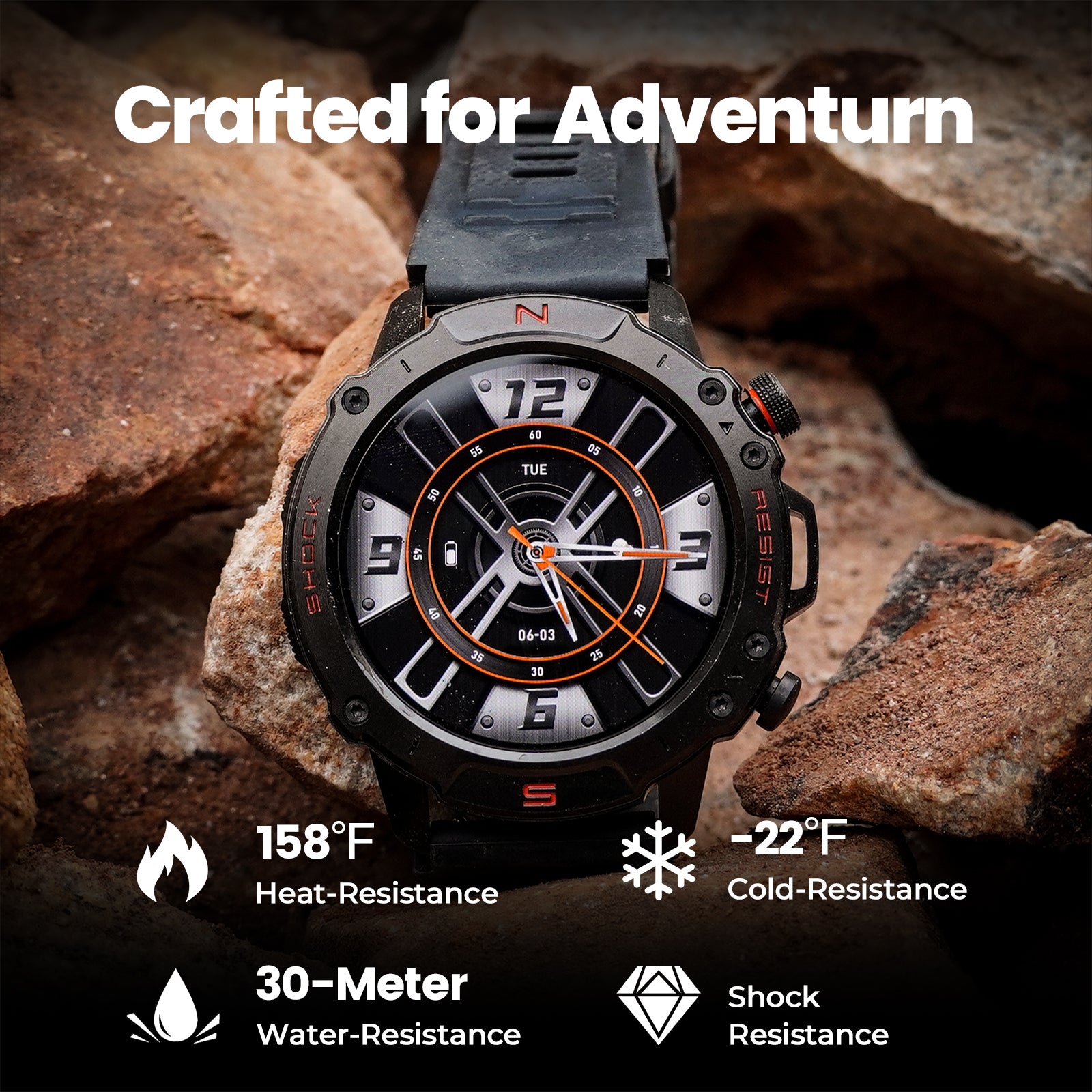 WalkerFit Motion 6 Black Silicone smartwatch product image