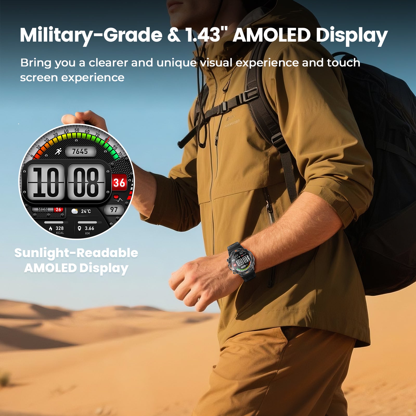 WalkerFit Motion 6 Black Silicone smartwatch product image