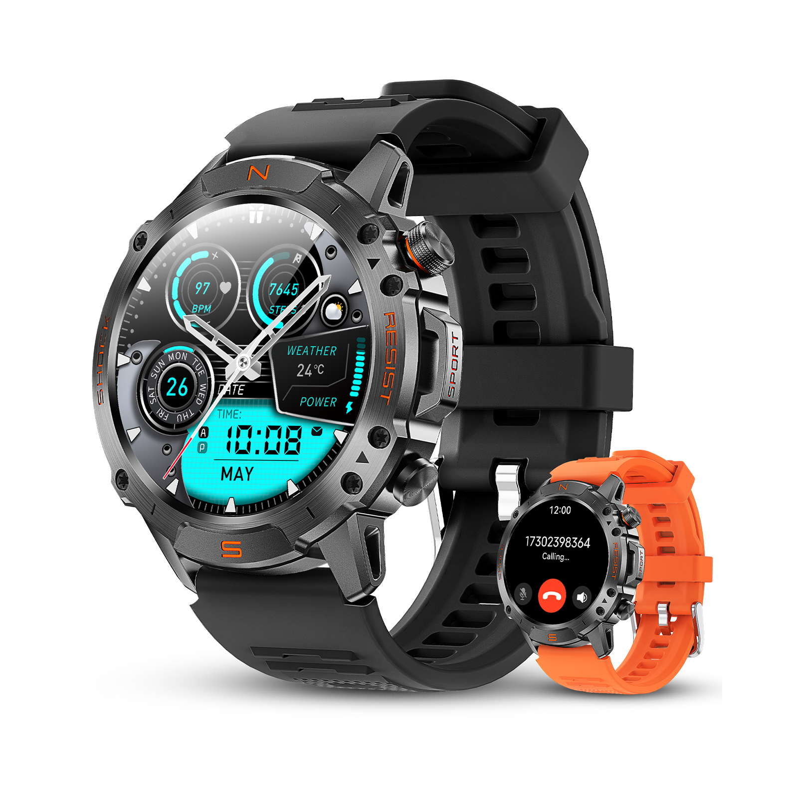 WalkerFit Motion 6 Black Silicone smartwatch main product image