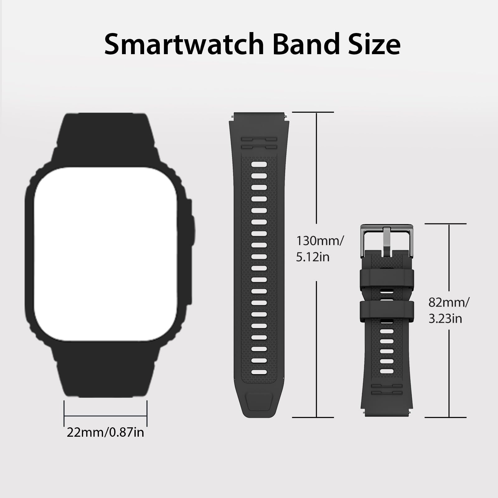 WalkerFit Black and camouflage 22mm silicone sport watch band 2-pack – view 3