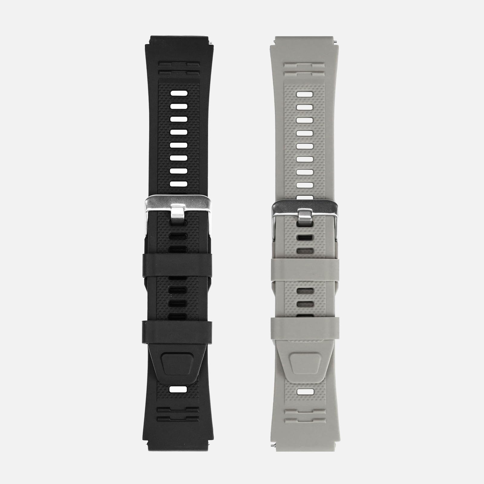 WalkerFit Black and gray 22mm silicone sport watch band 2-pack – view 7