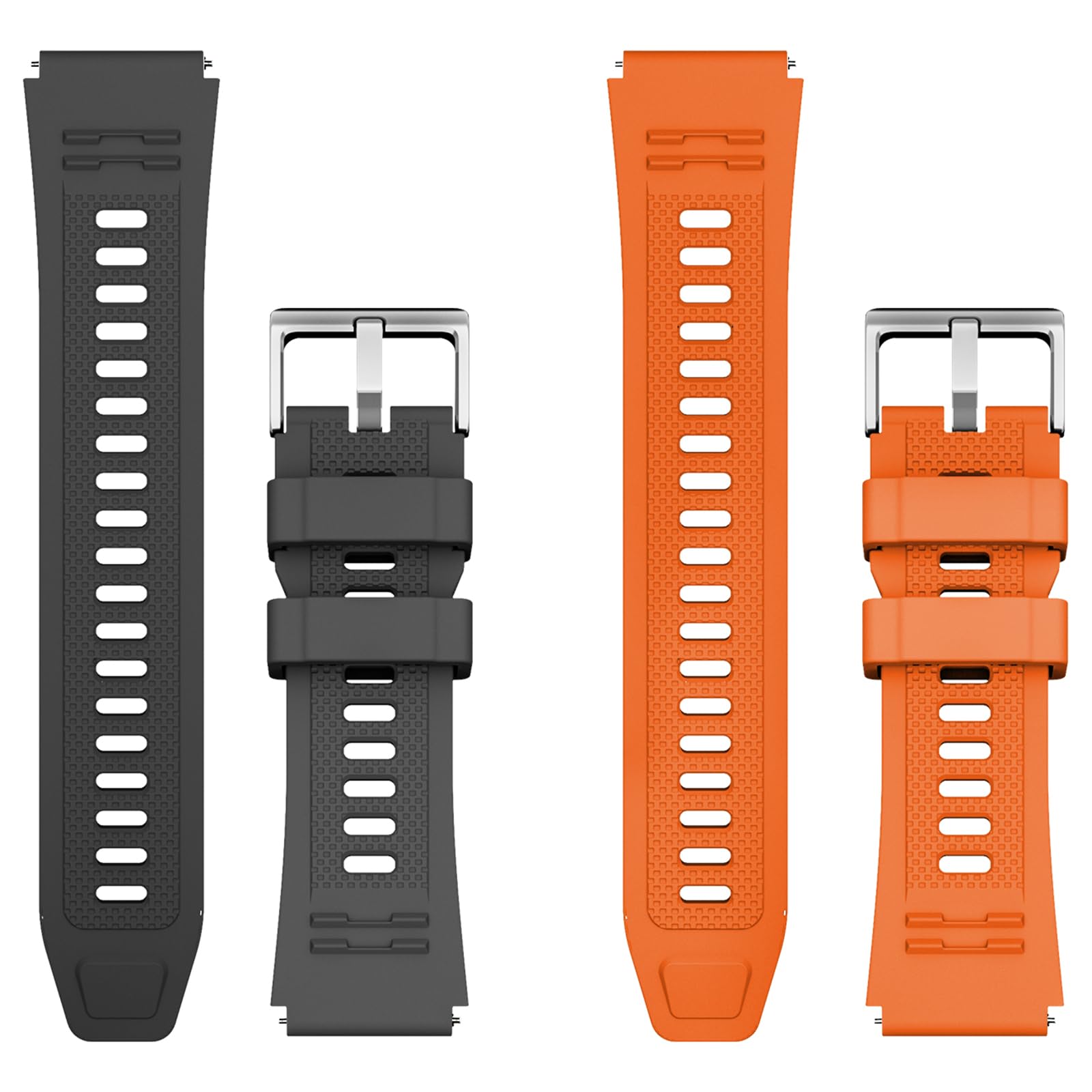 WalkerFit Black and gray 22mm silicone sport watch band 2-pack – view 8