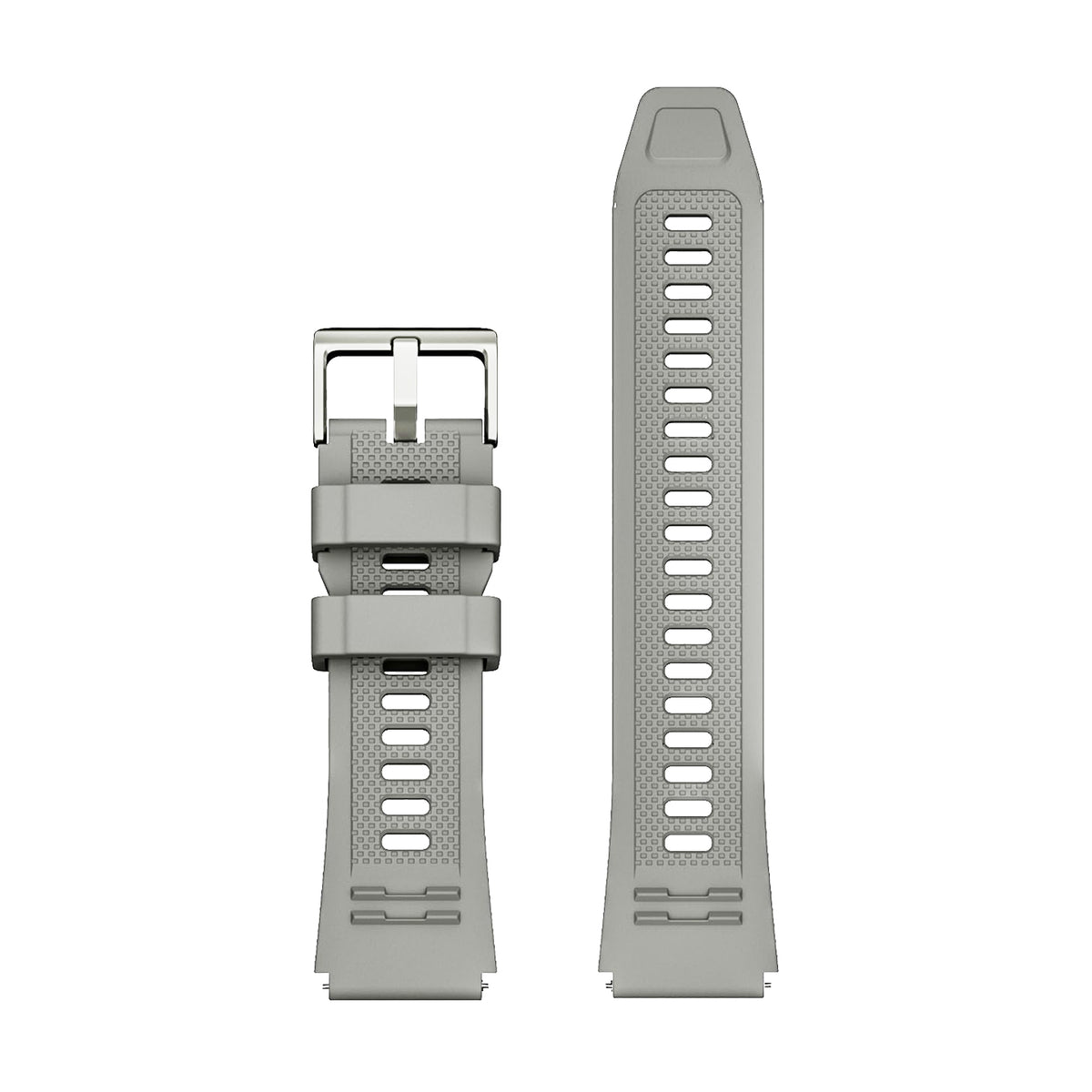 WalkerFit gray 22mm silicone sport watch band on a white background, alternate view