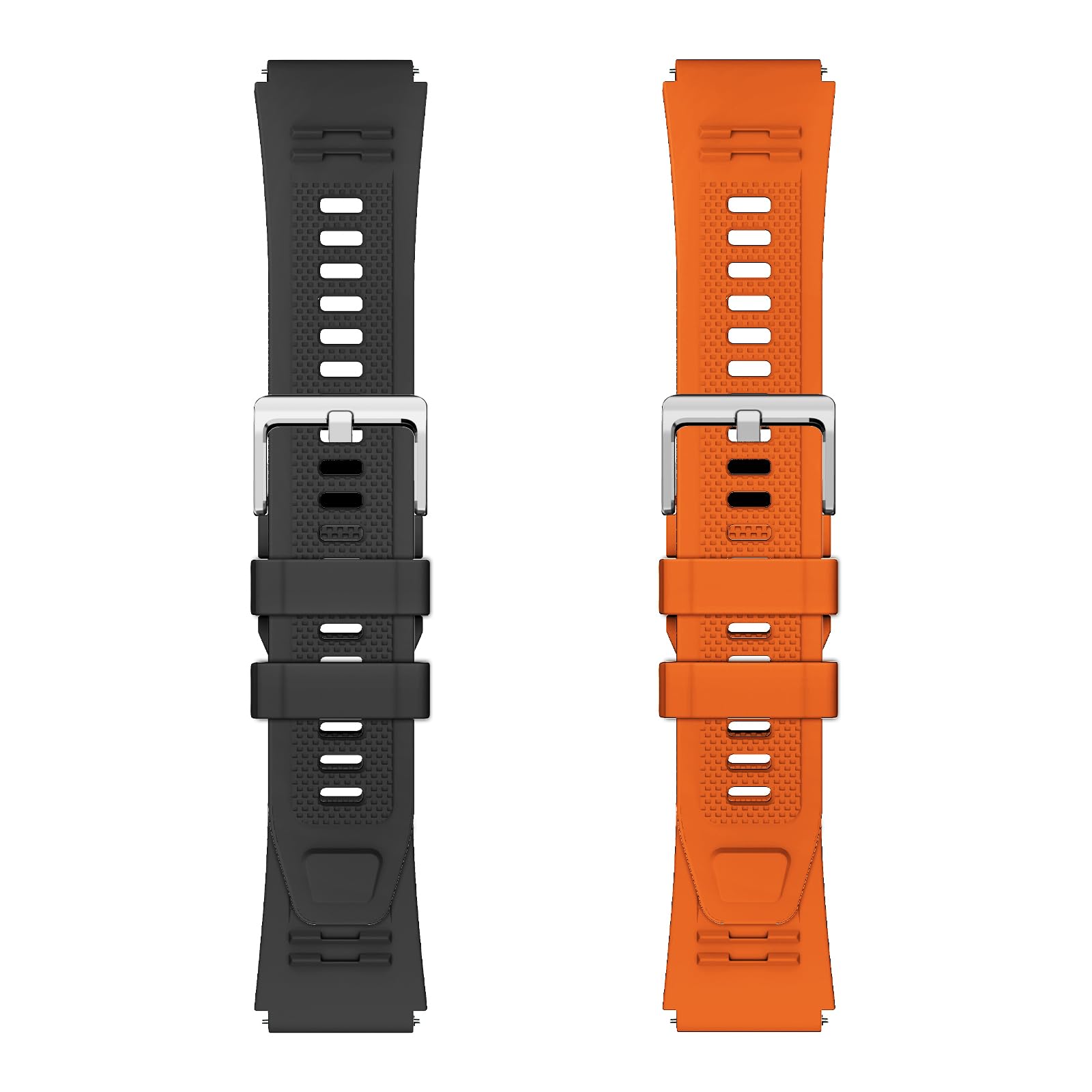 WalkerFit Black and orange 22mm silicone sport watch band 2-pack – view 8