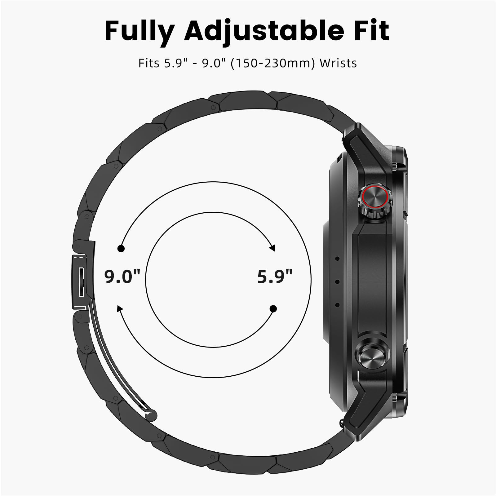 WalkerFit Black 22mm stainless steel watch band set – view 4