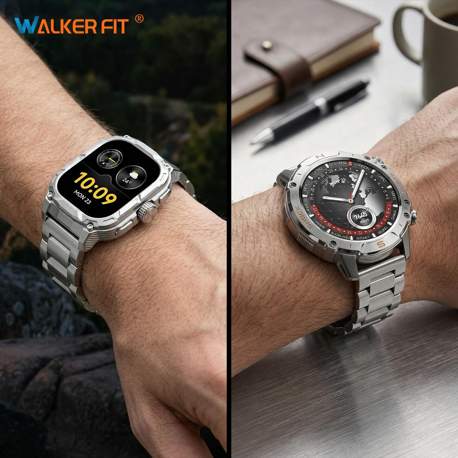WalkerFit Silver 22mm stainless steel watch band set – view 2