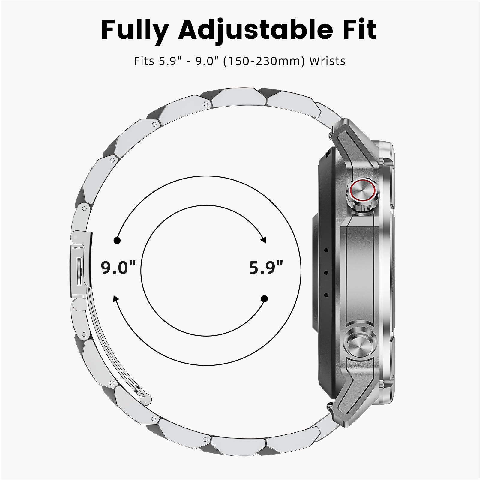 WalkerFit Silver 22mm stainless steel watch band set – view 4