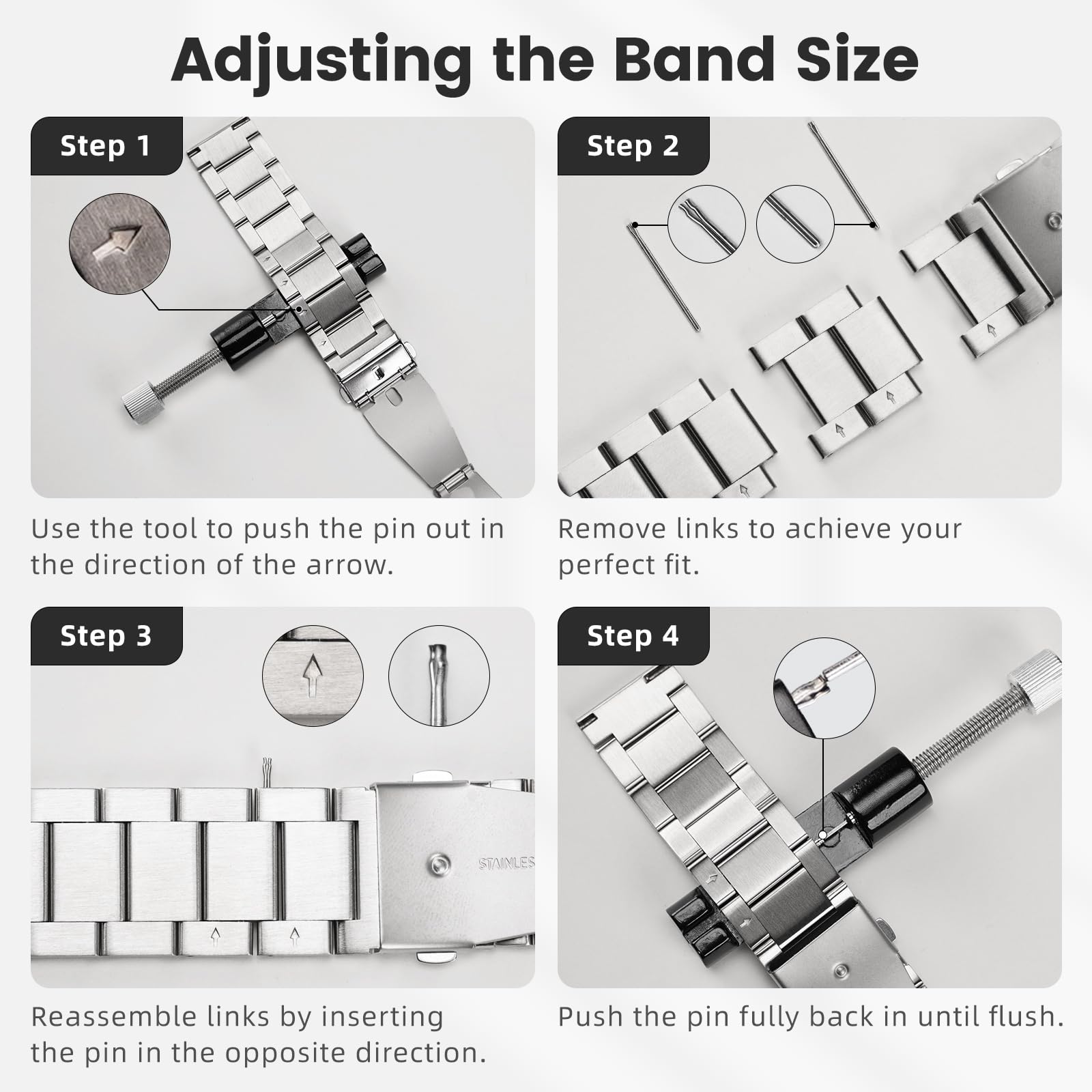WalkerFit Silver 22mm stainless steel watch band set – view 6