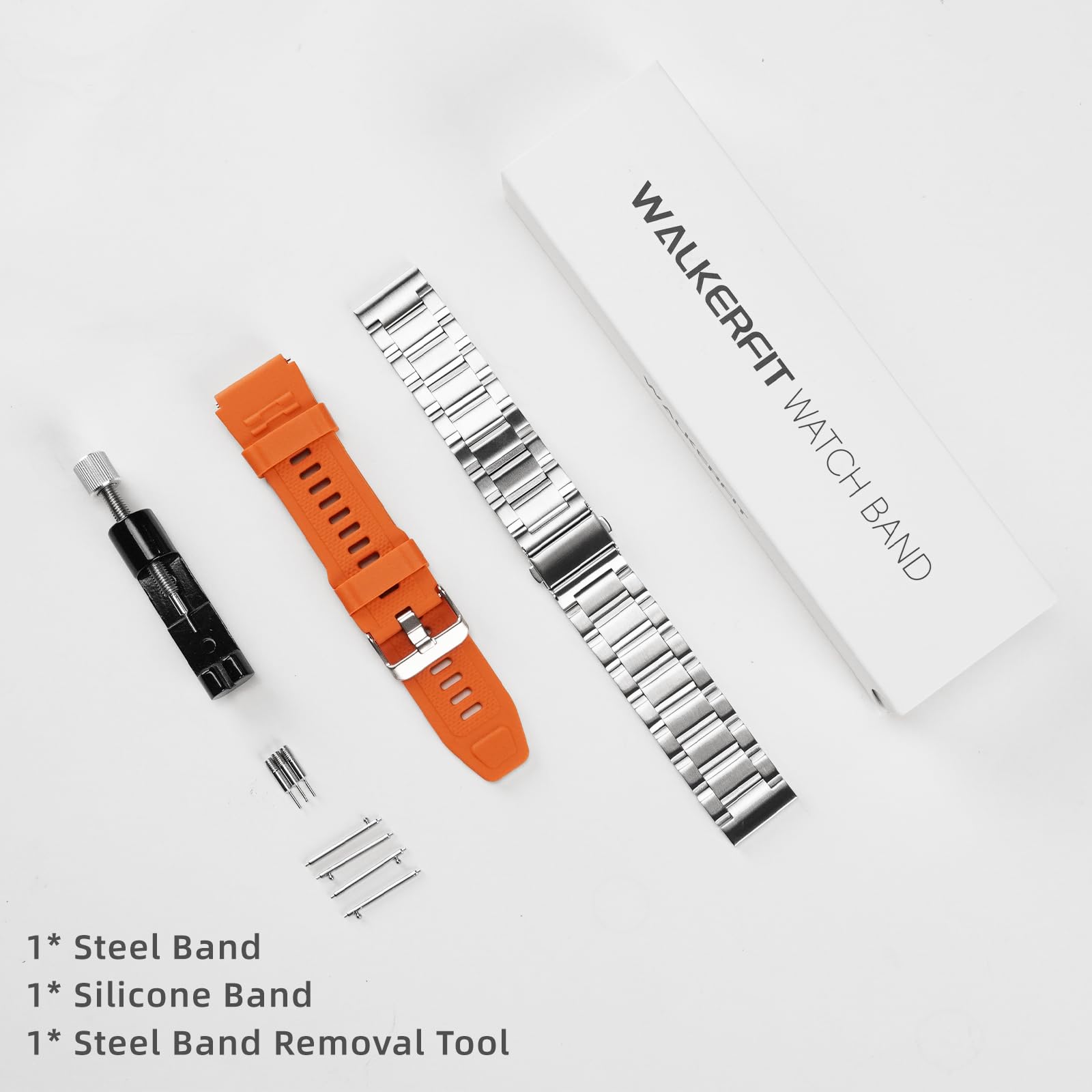 WalkerFit Silver 22mm stainless steel watch band set – view 8