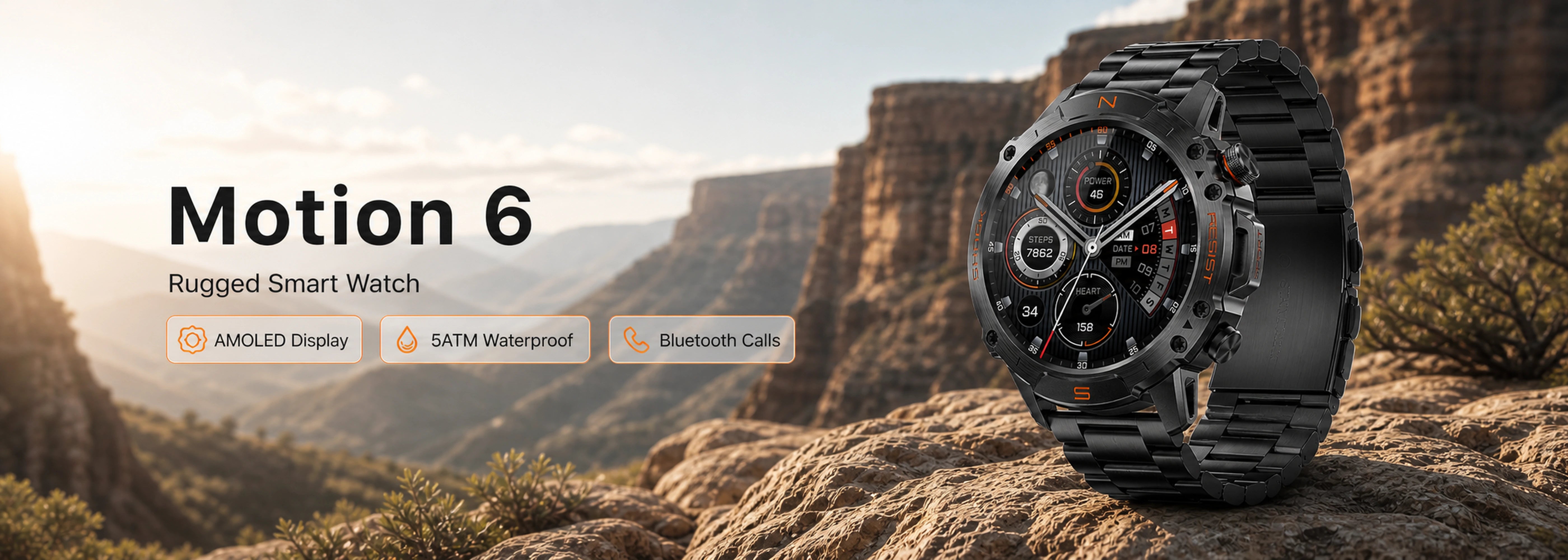 WalkerFit Motion 6 rugged smartwatch homepage banner