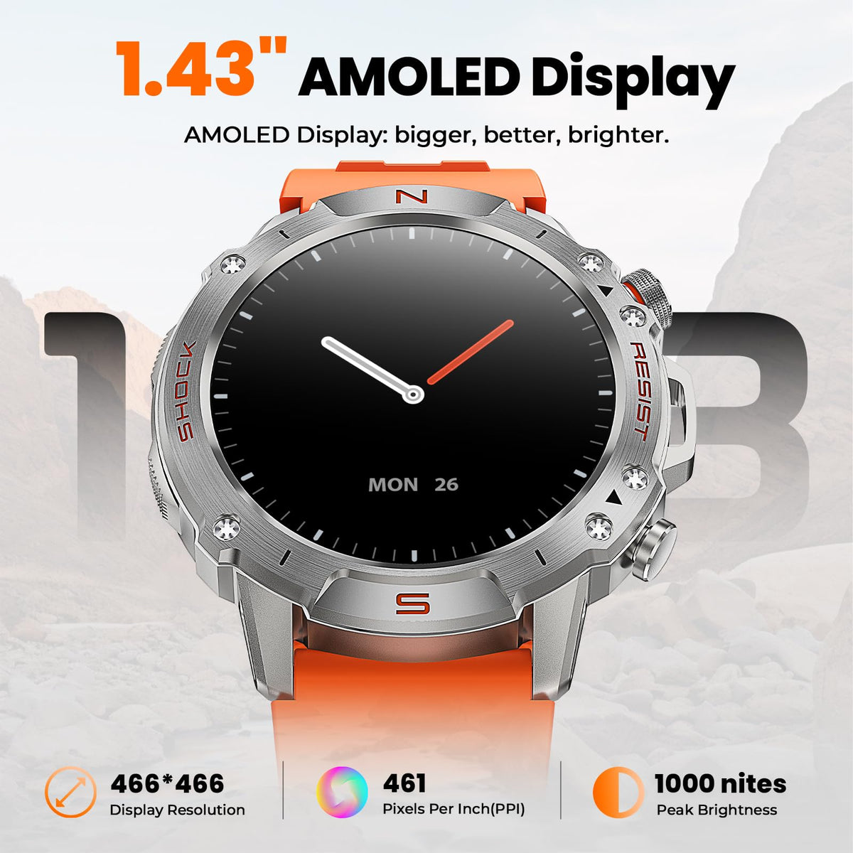 Motion 6 Silver Silicone smartwatch product image 4 #Case Color_Archive