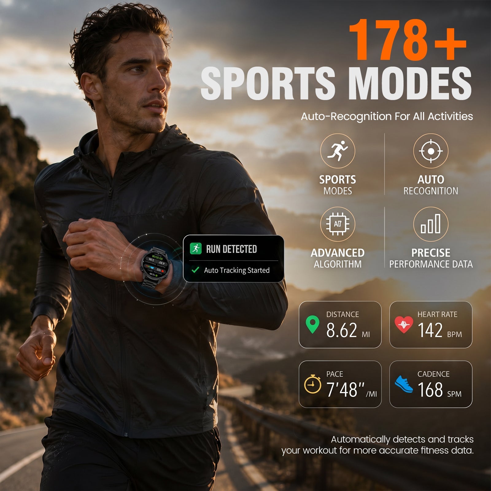 WalkerFit Motion 6 GPS black smartwatch sports modes