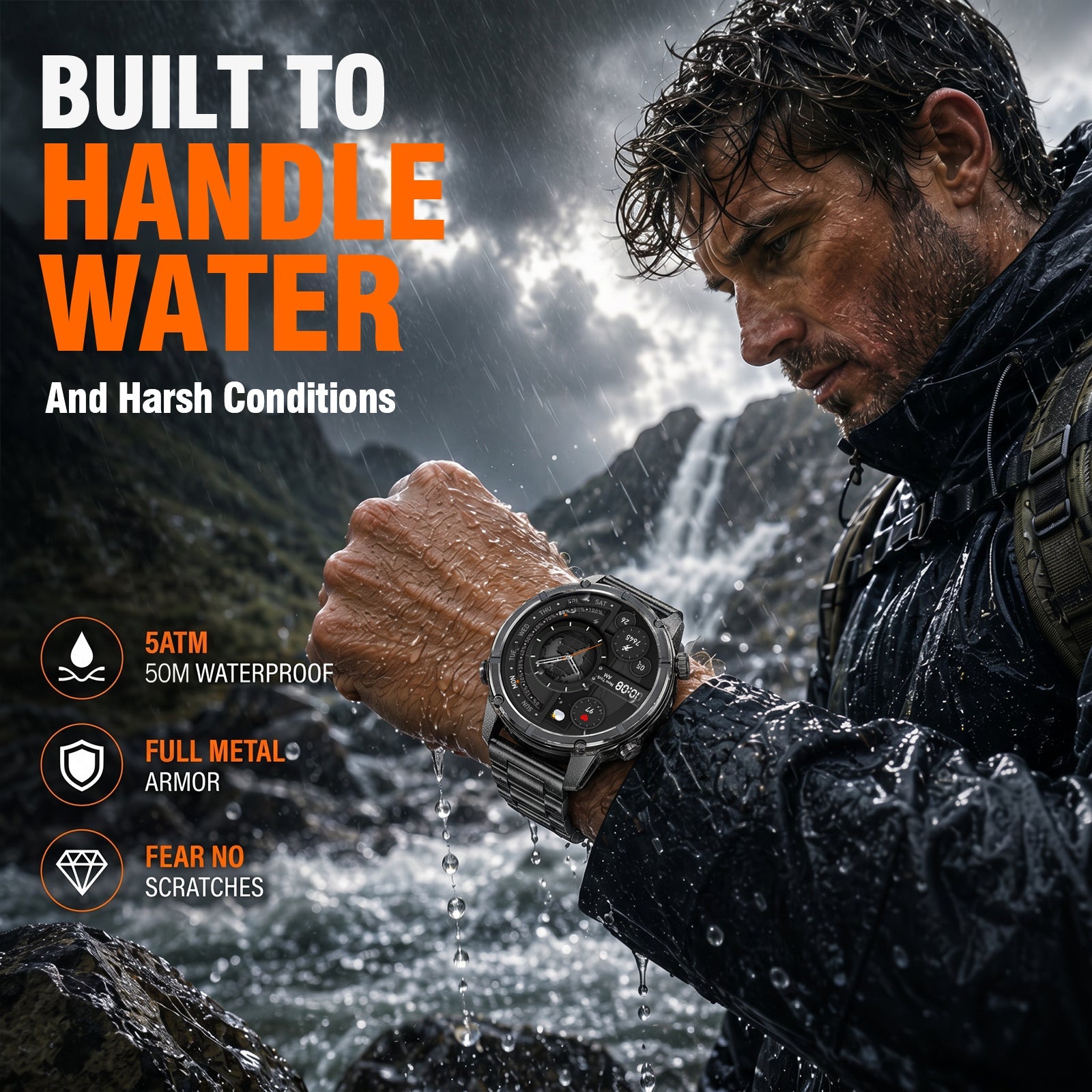WalkerFit Motion 6 GPS black smartwatch water resistance