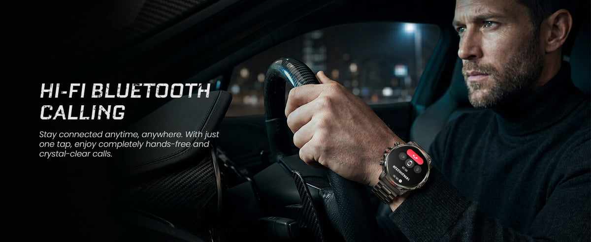 M6 Max Black steel smartwatch clear bluetooth calling from your wrist