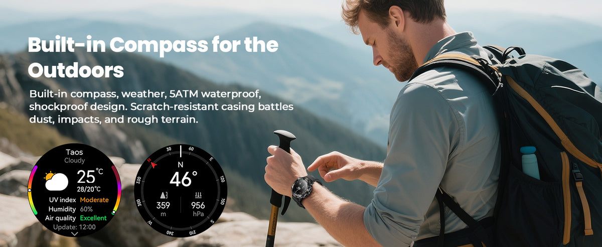 WalkerFit Motion 6 Silicone outdoor compass and weather features