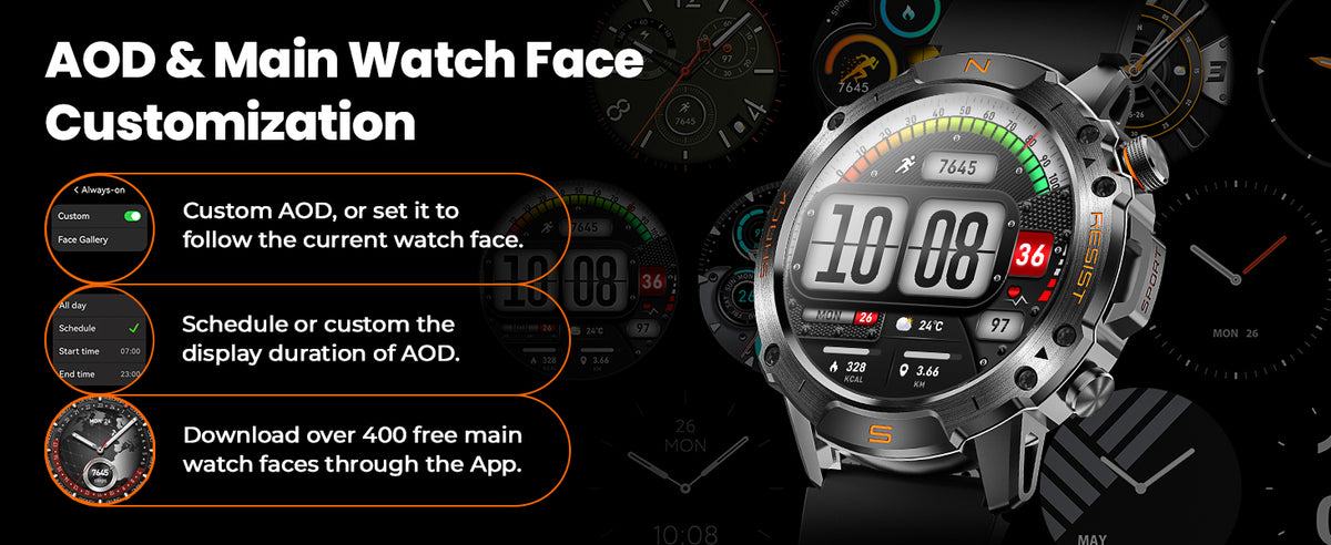 WalkerFit Motion 6 Silicone always-on display and watch face customization