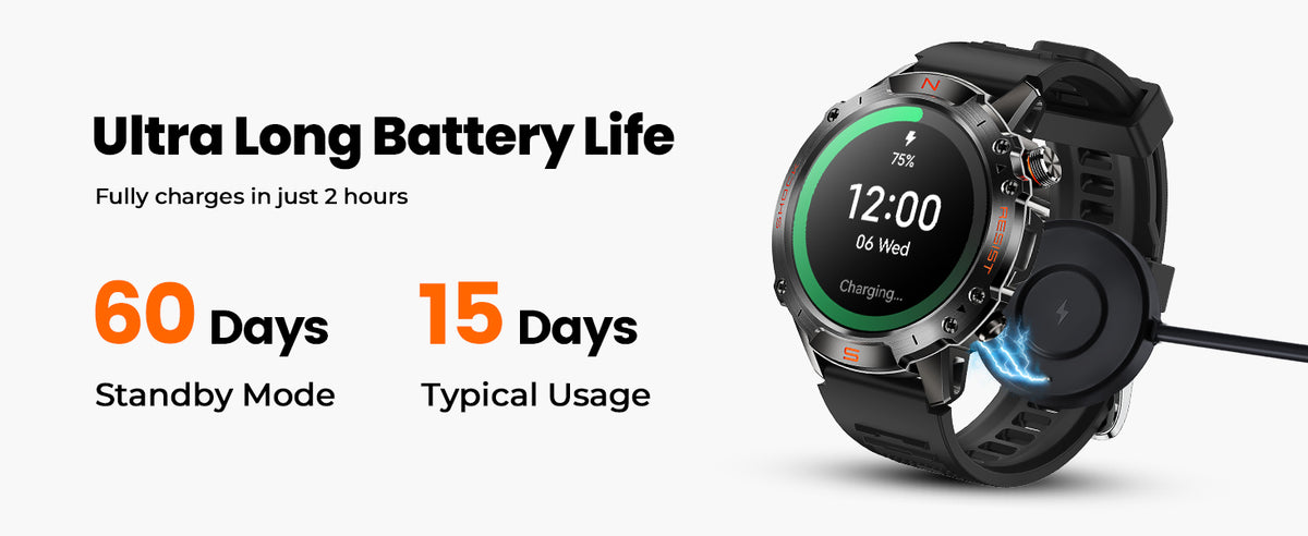 WalkerFit Motion 6 Silicone battery life and magnetic charging