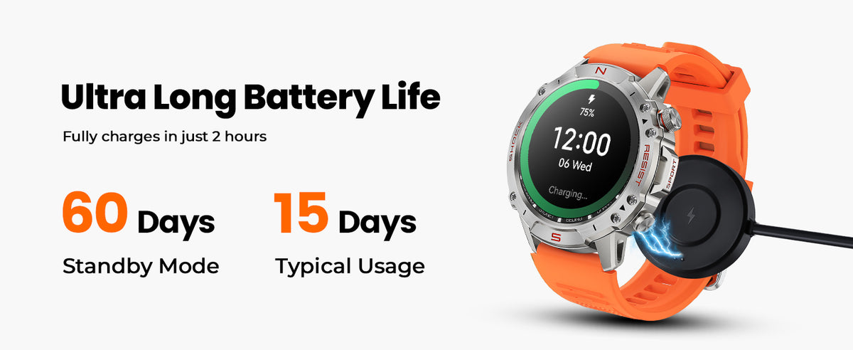 Motion 6 Silver case battery life and magnetic charging