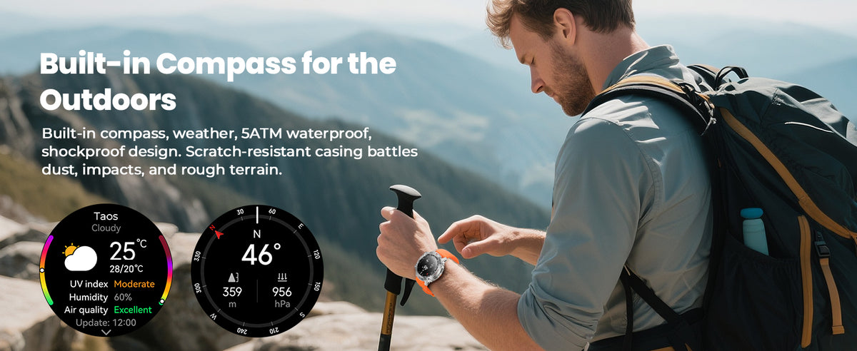 Motion 6 Silver case built-in compass for outdoor use