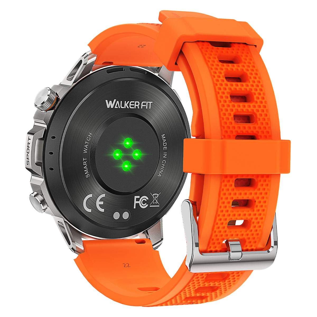 Motion 6 Silver case with orange silicone band product gallery image 2 #Case Color_Silver