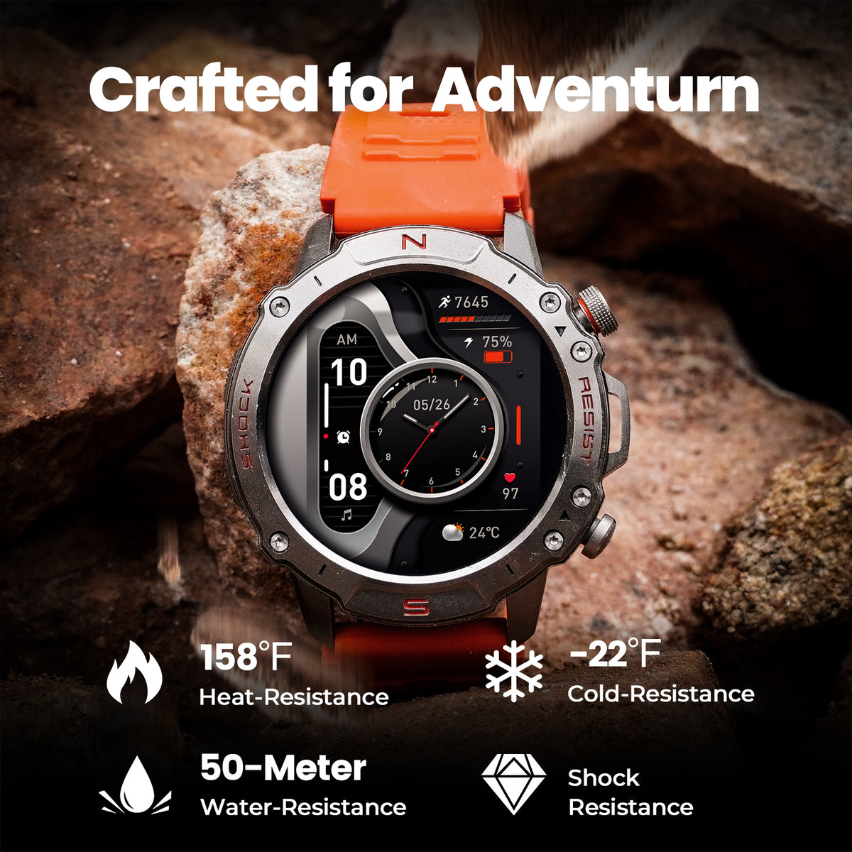 Motion 6 Silver case with orange silicone band product gallery image 3 #Case Color_Silver