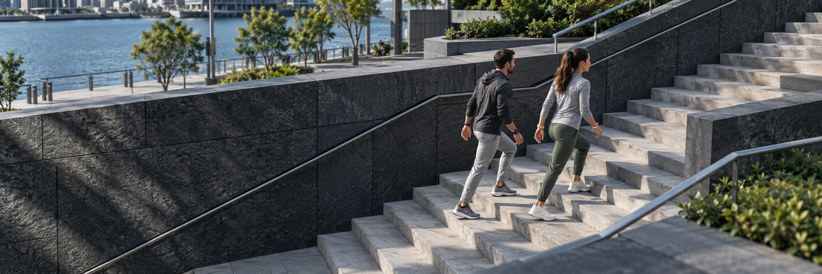 WalkerFit All Products waterfront walking scene - desktop