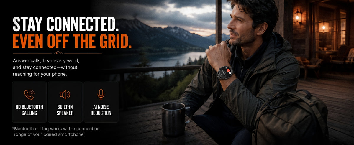 Black WalkerFit Motion 6 GPS Bluetooth calling with built-in speaker and noise reduction