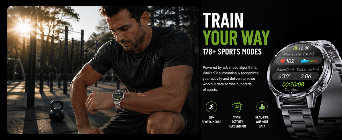 Silver WalkerFit Motion 6 GPS with 178+ sports modes and workout tracking