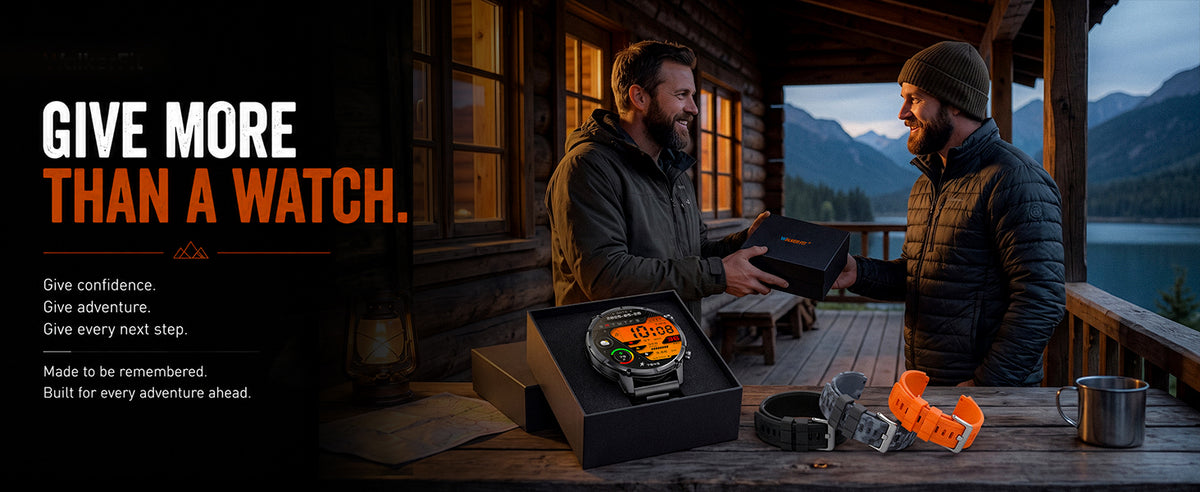 Black WalkerFit Motion 6 GPS gift-ready smartwatch package