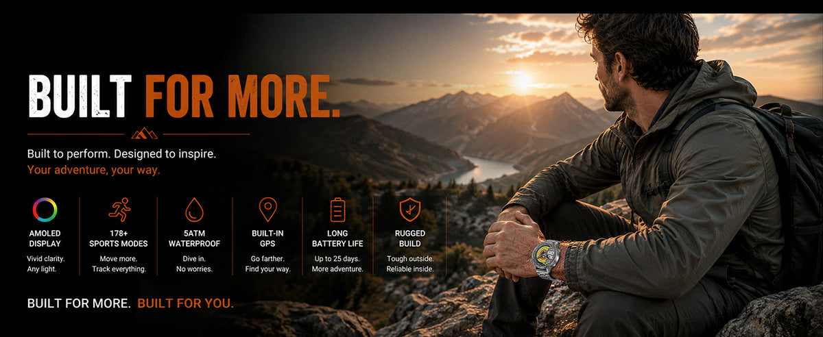 Silver WalkerFit Motion 6 GPS outdoor smartwatch feature overview