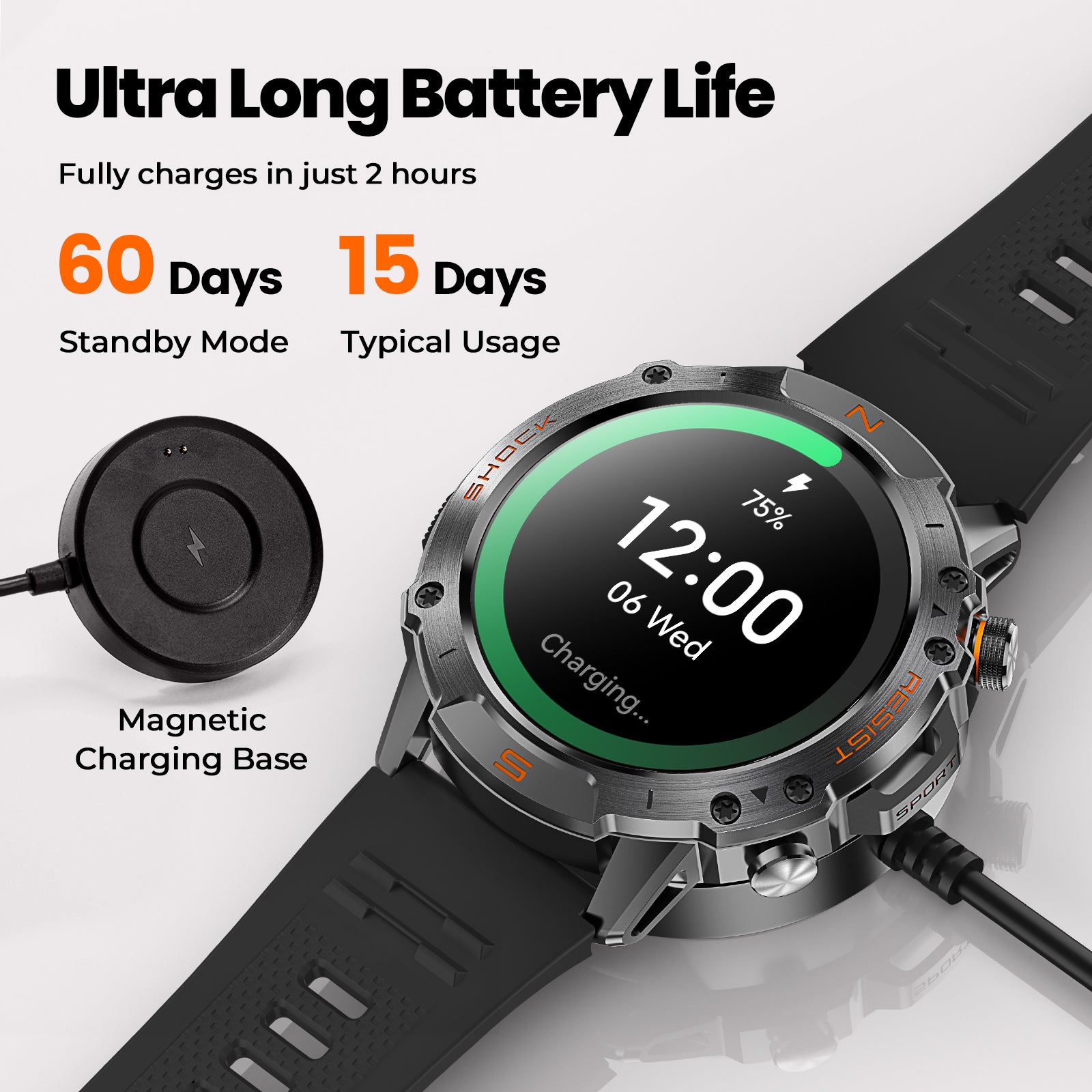 WalkerFit Motion 6 Black Silicone smartwatch product image