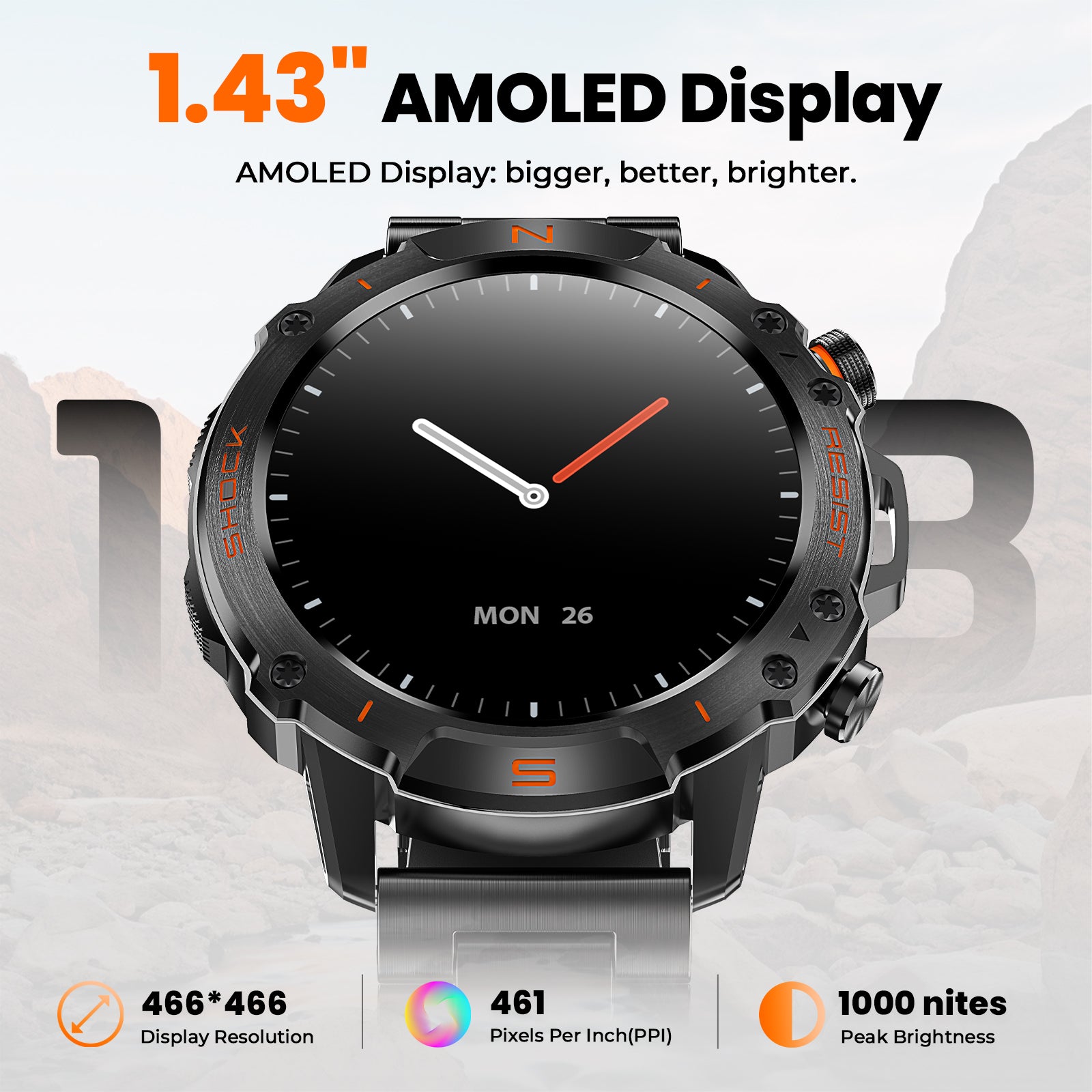 WalkerFit Motion 6 Black Steel smartwatch product image