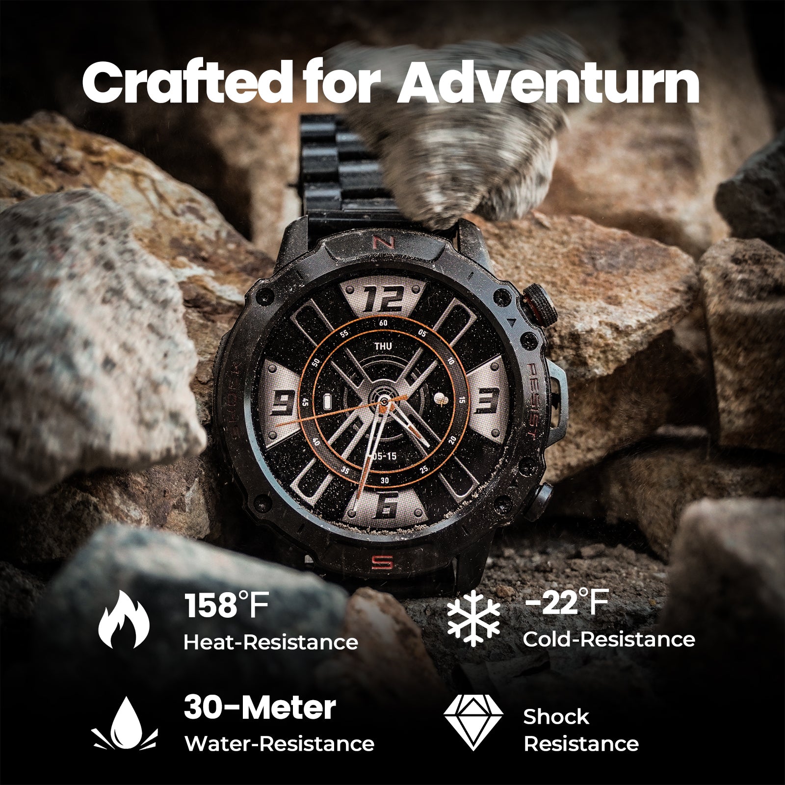 WalkerFit Motion 6 Black Steel smartwatch product image