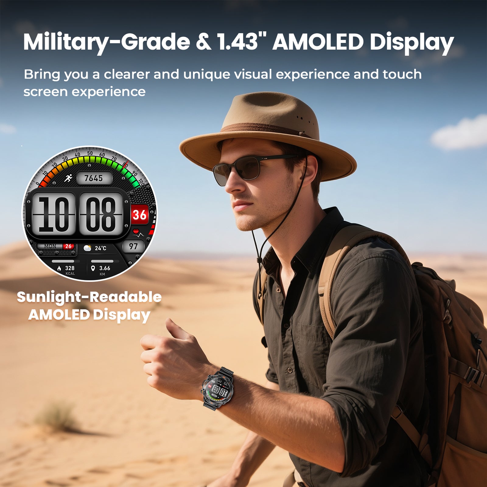 WalkerFit Motion 6 Black Steel smartwatch product image