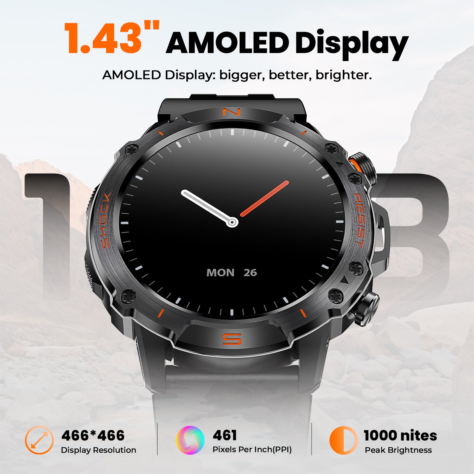 WalkerFit Motion 6 Black Silicone smartwatch product image