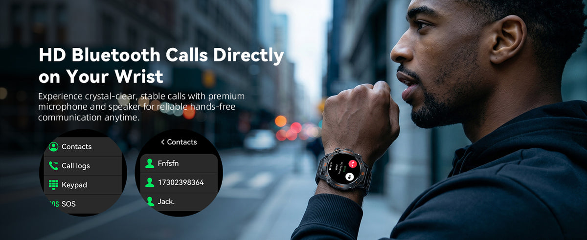 Motion 6 Black Steel HD Bluetooth calling from the wrist