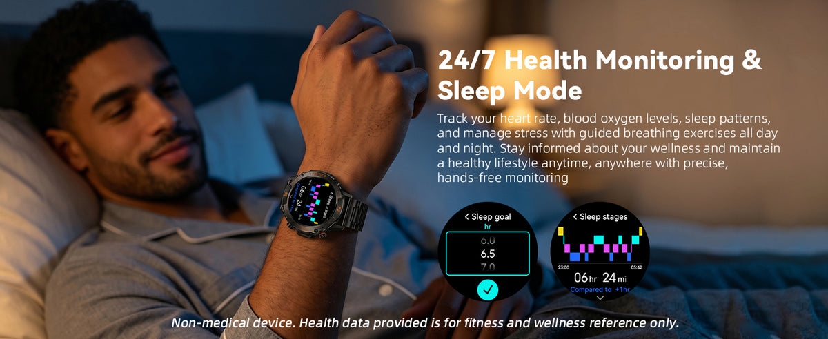 Motion 6 Black Steel daily heart rate blood oxygen stress and sleep tracking