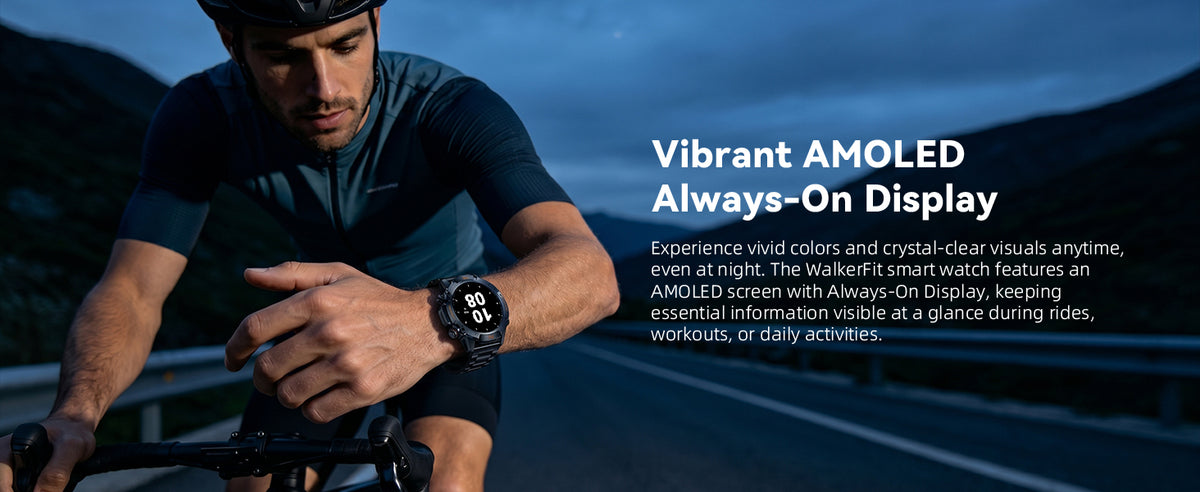 Motion 6 Black Steel 1.43-inch AMOLED Always-On Display in outdoor and low-light settings