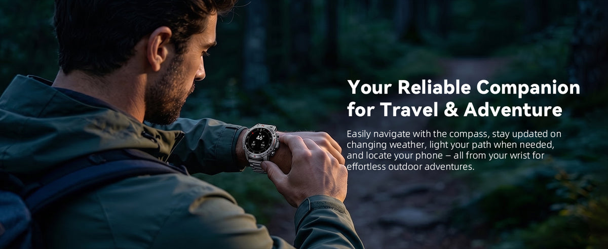 Motion 6 built-in compass for travel and outdoor activity