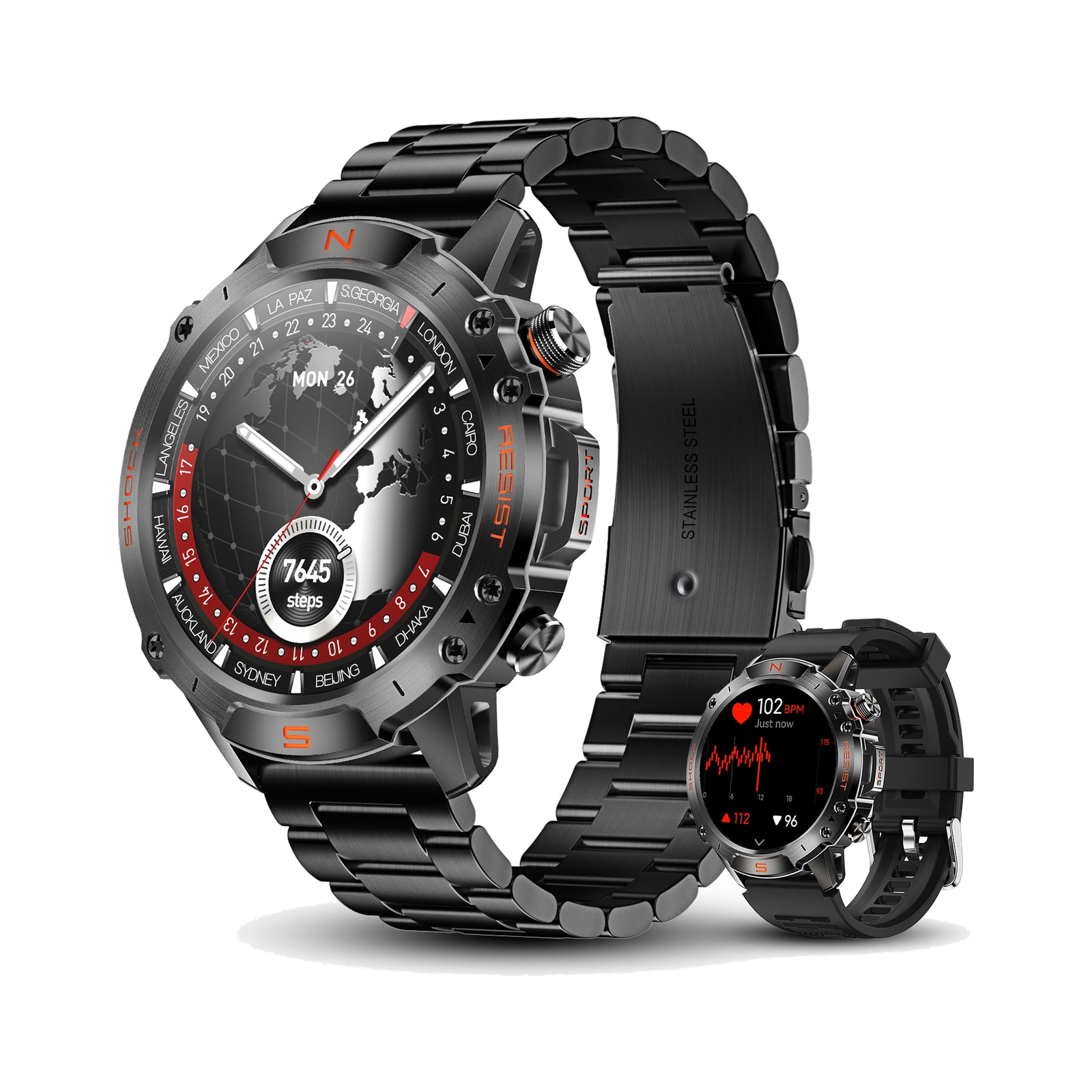 WalkerFit Motion 6 Black Steel smartwatch main product image #Case Color_Black